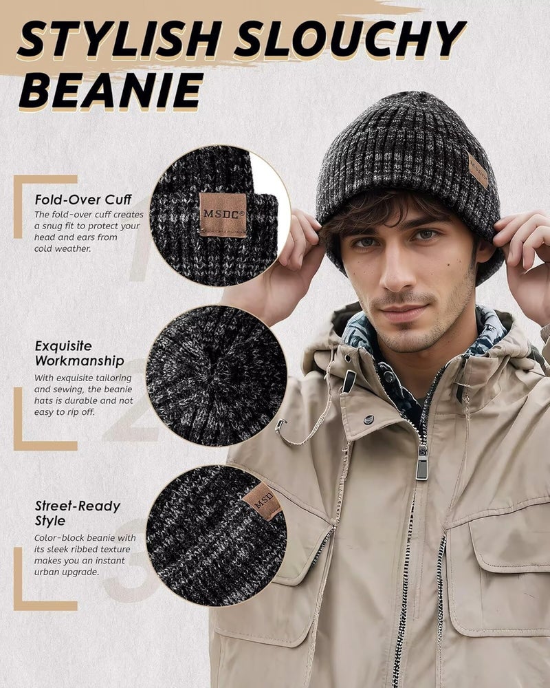 MSDC 3 Pack Winter Hats for Men, Warm Fleece Lined Beanie for Men Women, Fashionable Knit Hat Skull Cap for Cold Weather - Image 5